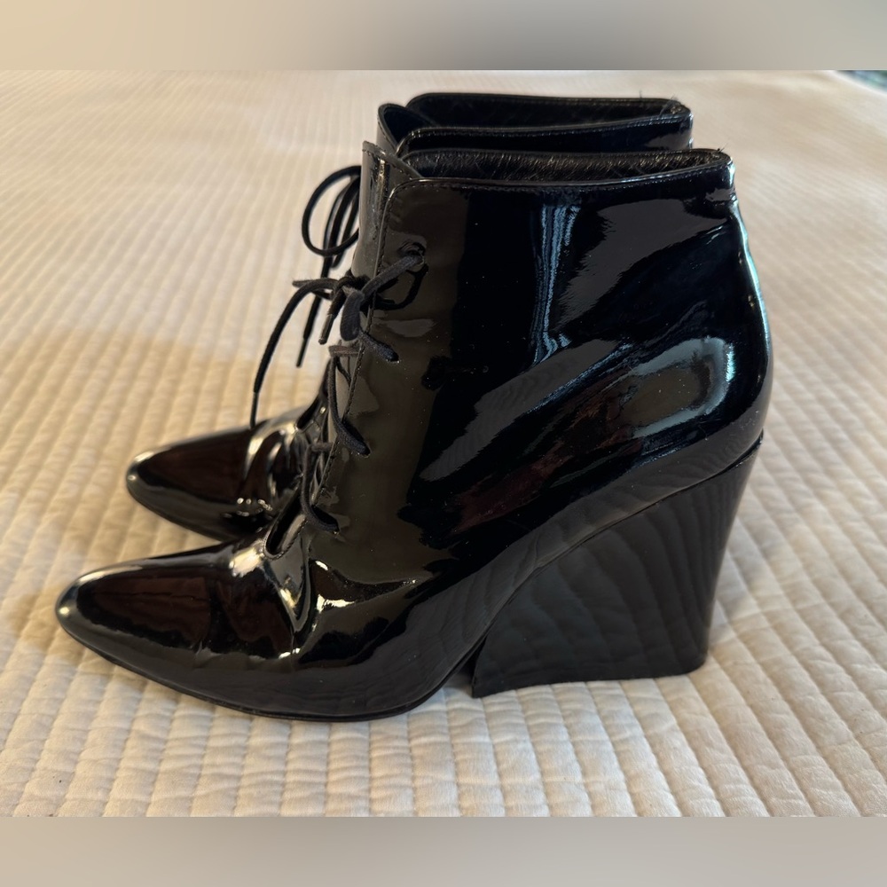 Robert Clergerie Black Patent Shoes Boots - Sz 6.5